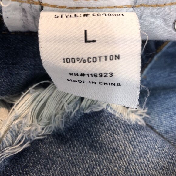 Women’s Easel Destroyed Jeans Sz Large EUC Waist 34” Inseam 27” Raw Hem Cropped - Picture 8 of 9